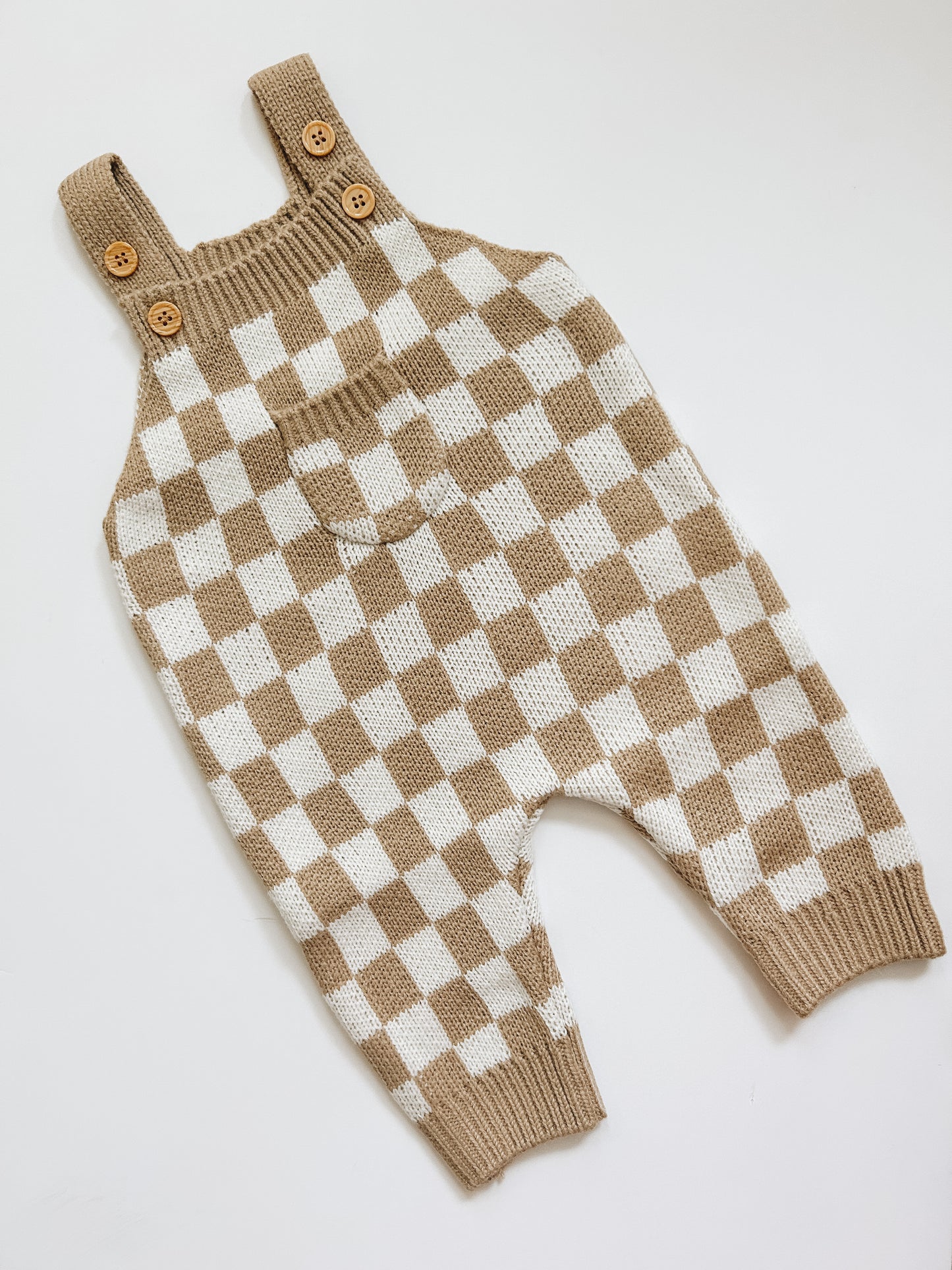 Knit Checkerboard Overalls