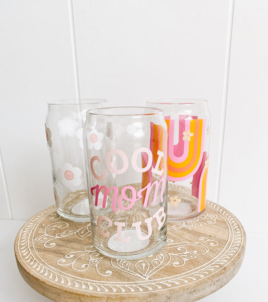 Pink Cool Mom Club Beer Can Glass