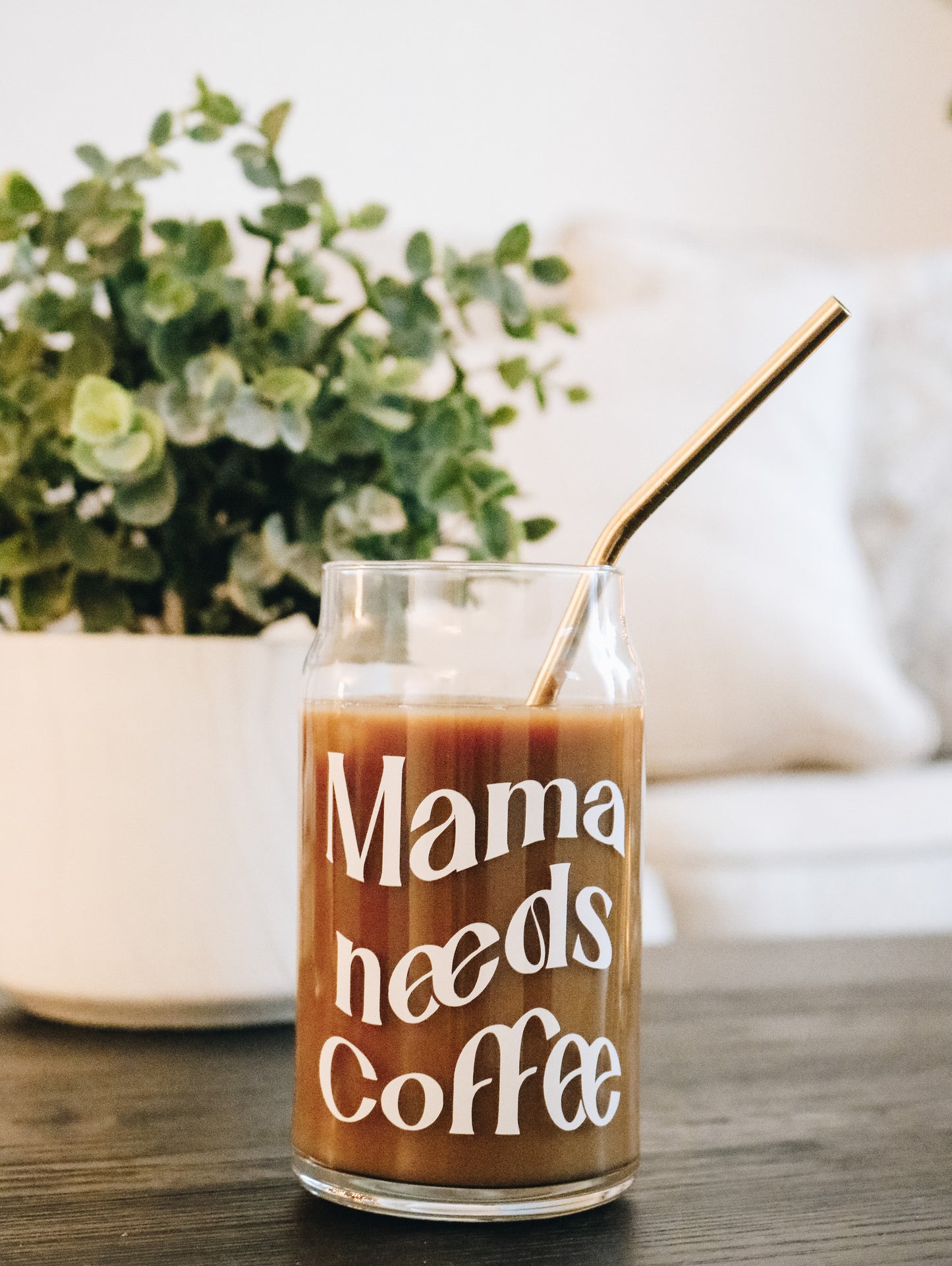Mama Needs Coffee | Iced Coffee Beer Can Glass