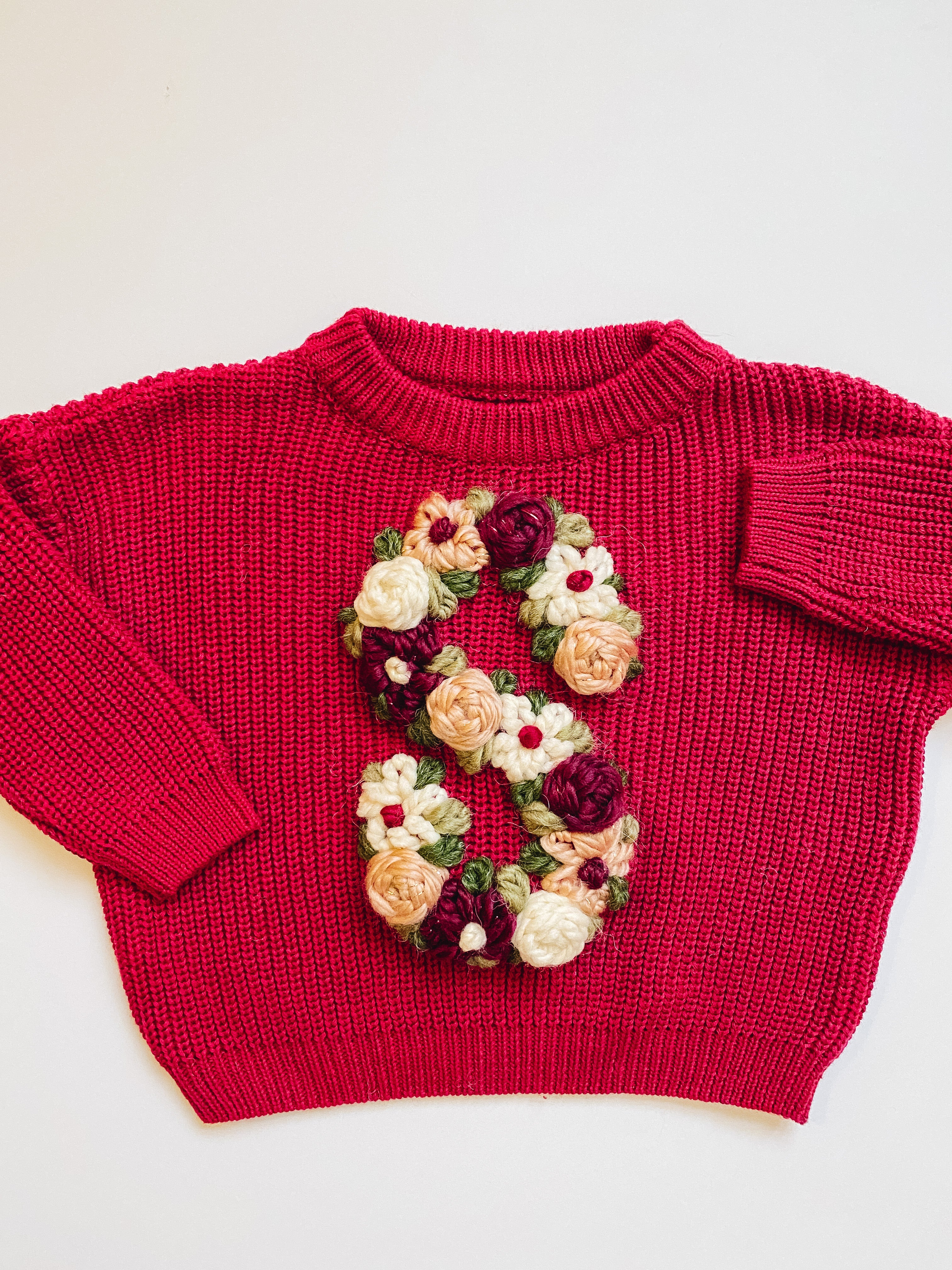 Floral Monogram Customizable Knit Chunky Sweater