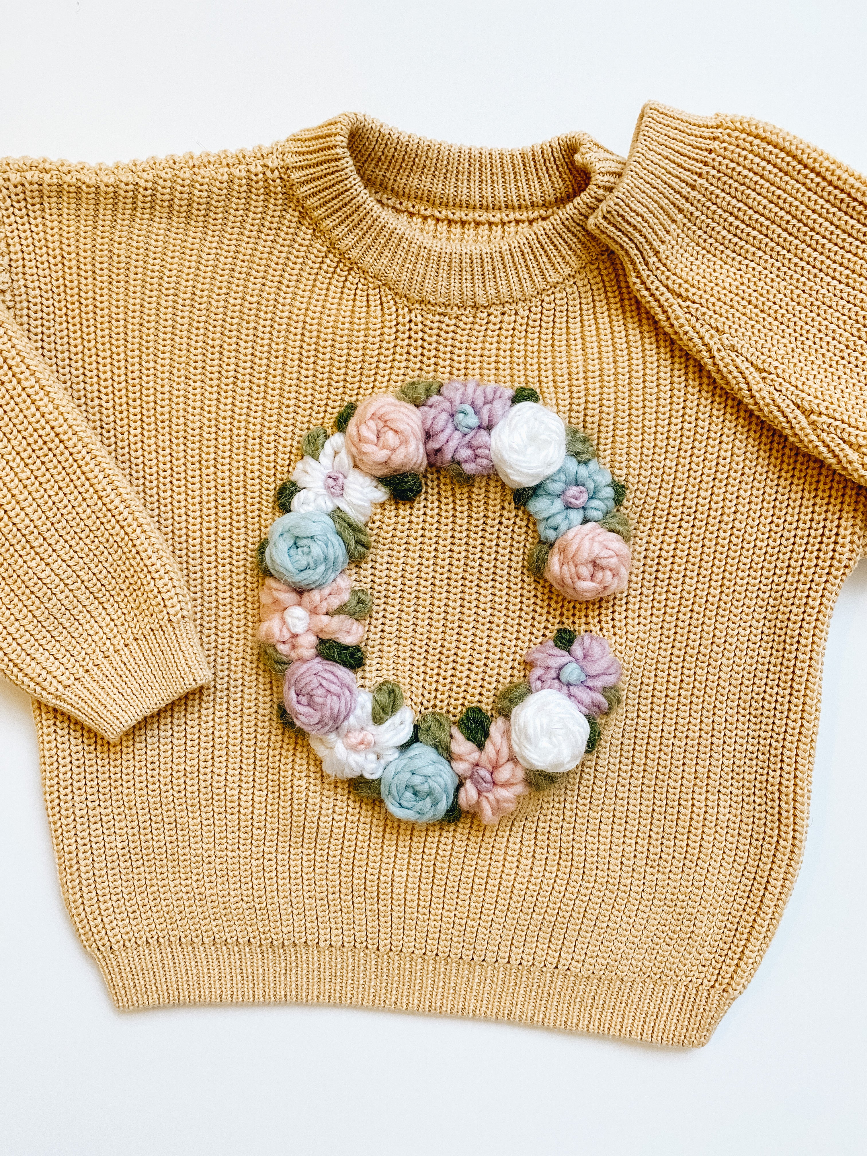 Floral Monogram Customizable Knit Chunky Sweater