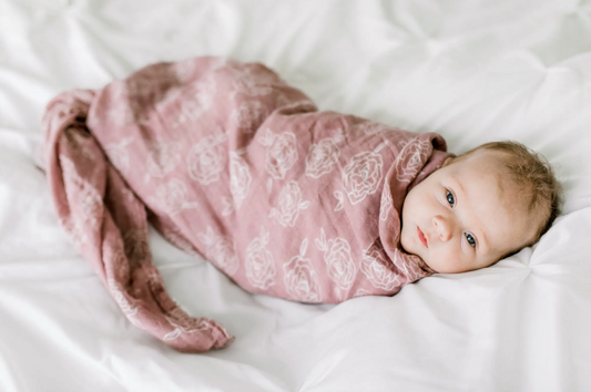 Organic Cotton Baby Swaddle Blanket - Rose