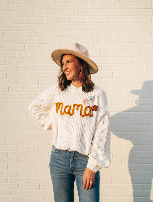 Mama Hand-Embroidered Sweater