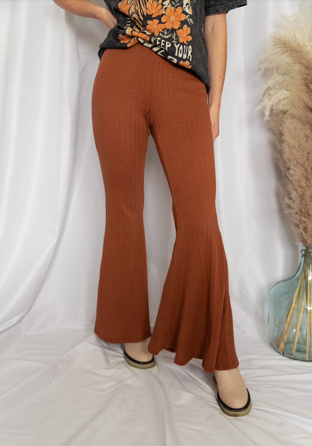 Cable Knit Flare Pants