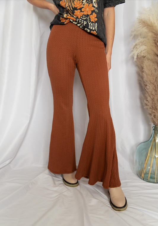 Cable Knit Flare Pants